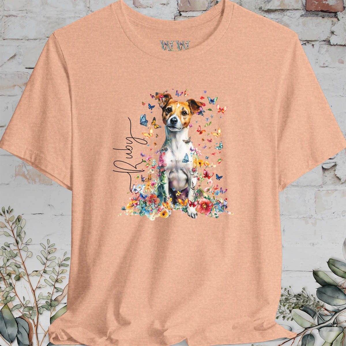 Jack Russell Terrier #5 Floral Personalized T shirt