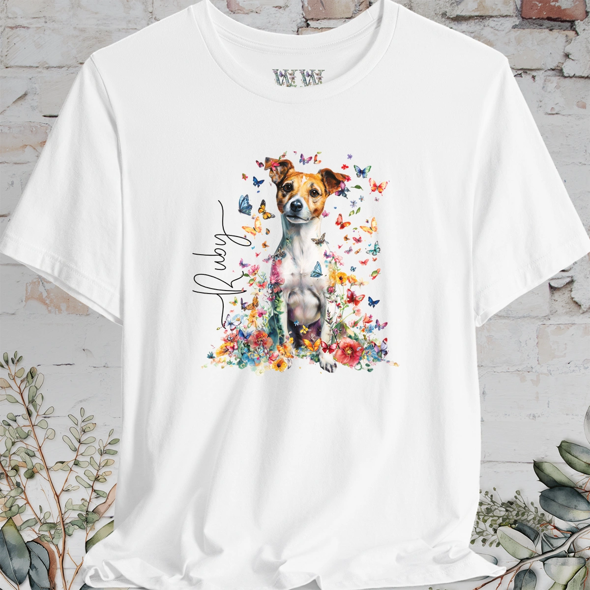 Jack Russell Terrier #5 Floral Personalized T shirt