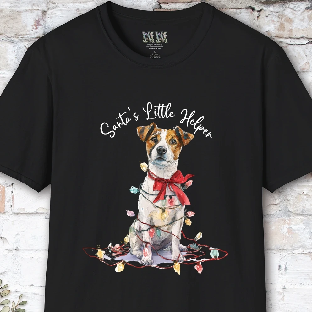 Jack Russell Santa's little helper, unisex T shirt