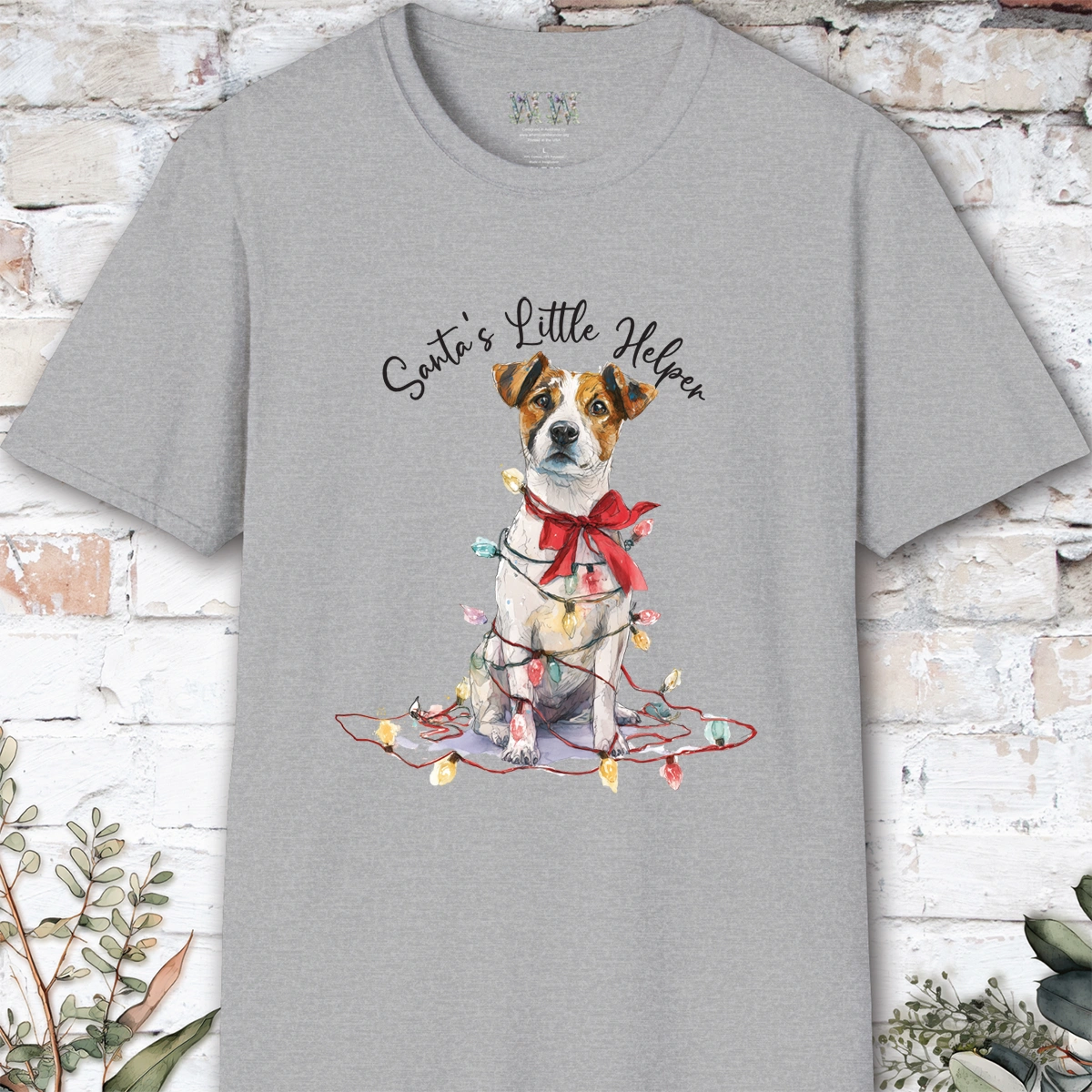 Jack Russell Santa's little helper, unisex T shirt