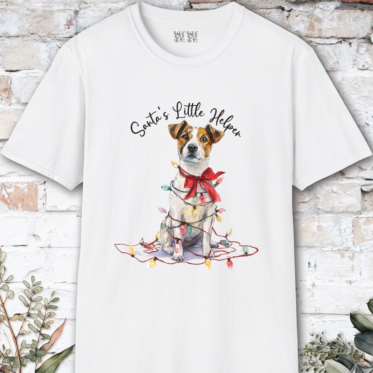 Jack Russell Santa's little helper, unisex T shirt