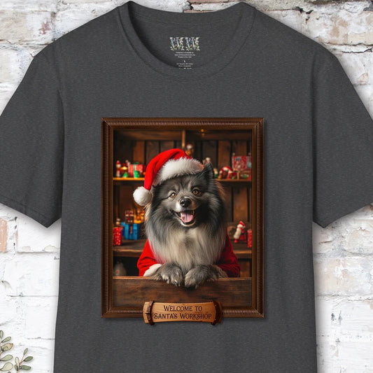 Keeshond Santa's Workshop Unisex T shirt