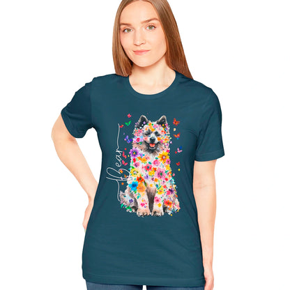 Keeshond #1 Floral Personalized T shirt