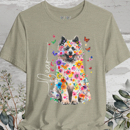 Keeshond #1 Floral Personalized T shirt