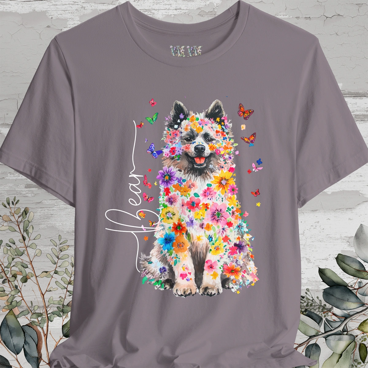 Keeshond #1 Floral Personalized T shirt