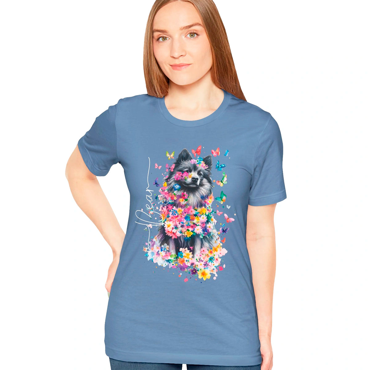 Keeshond #2 Floral Personalized T shirt