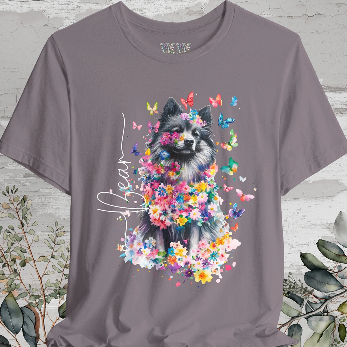 Keeshond #2 Floral Personalized T shirt