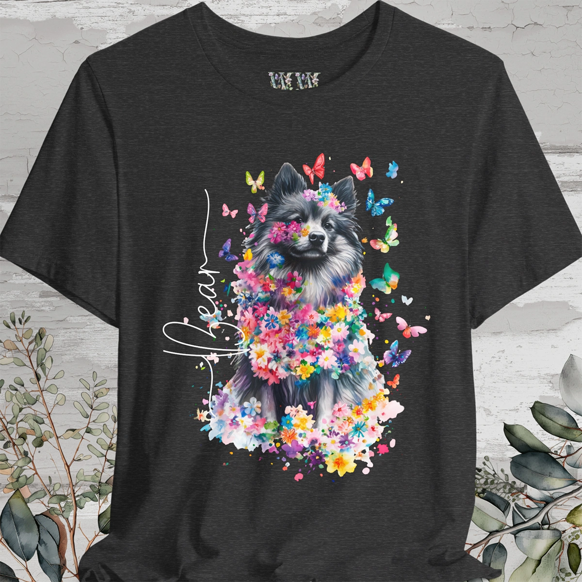 Keeshond #2 Floral Personalized T shirt