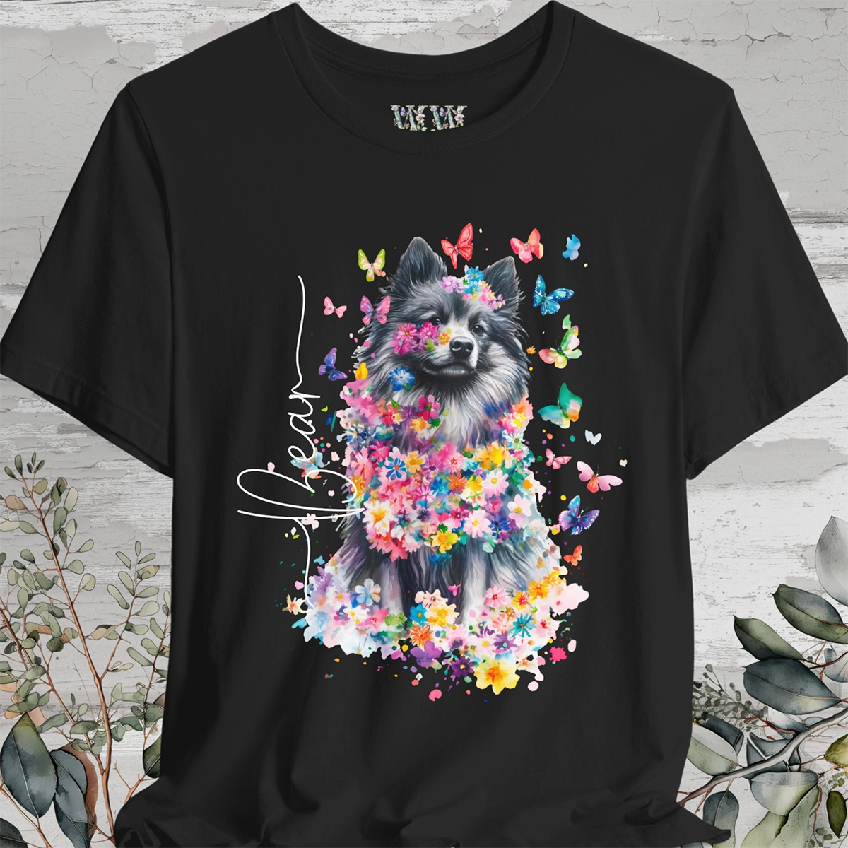 Keeshond #2 Floral Personalized T shirt