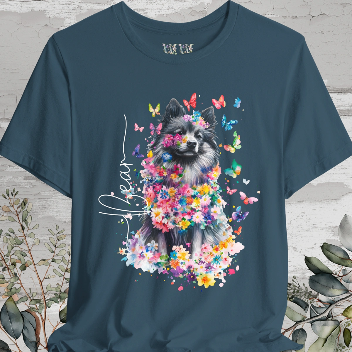 Keeshond #2 Floral Personalized T shirt