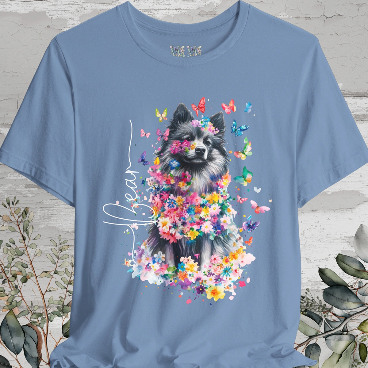 Keeshond #2 Floral Personalized T shirt