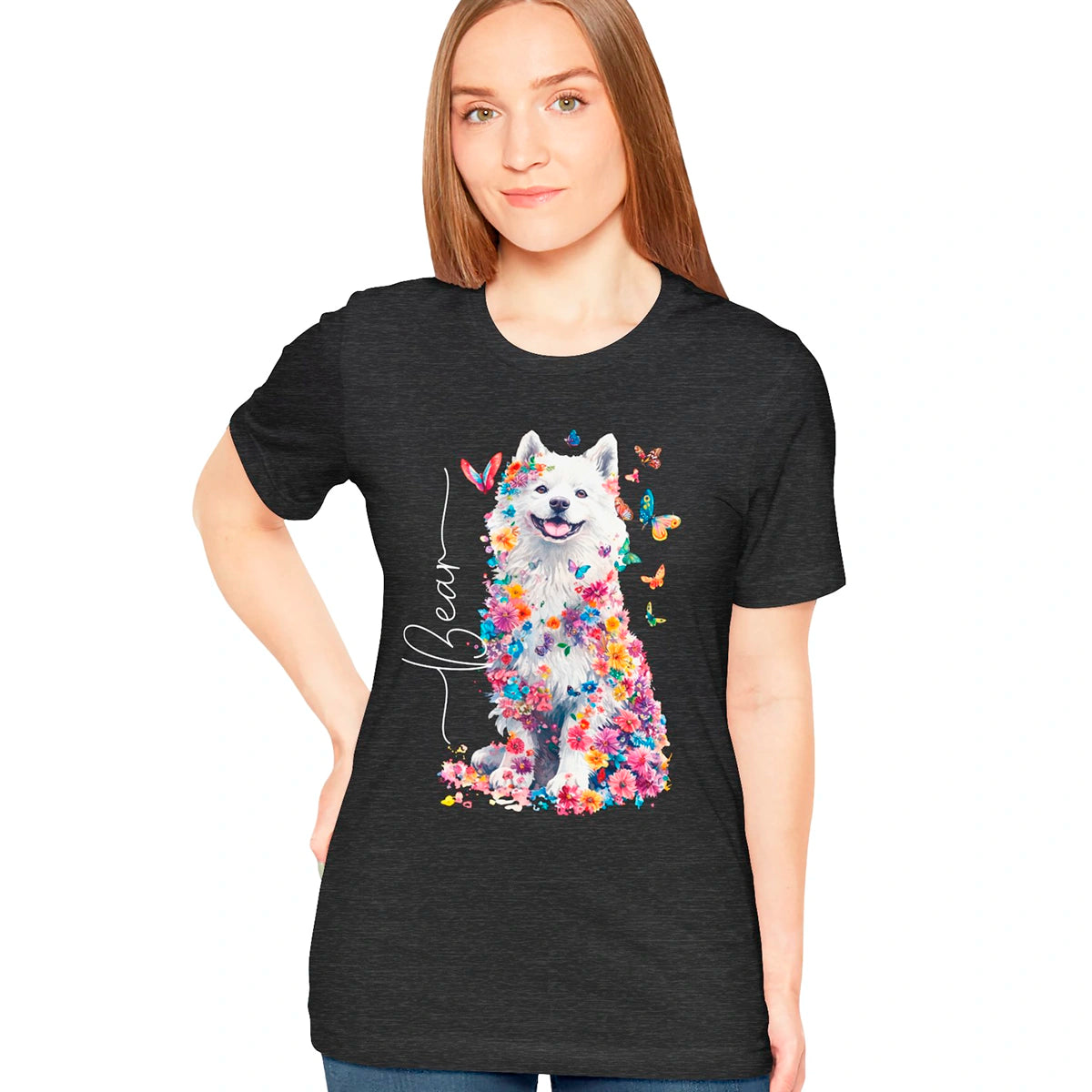 Keeshond #3 Floral Personalized T shirt