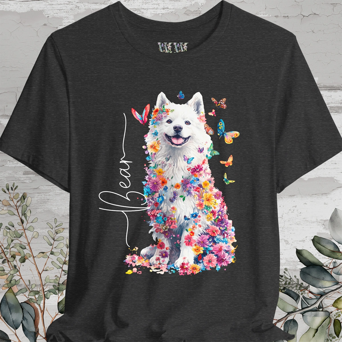 Keeshond #3 Floral Personalized T shirt