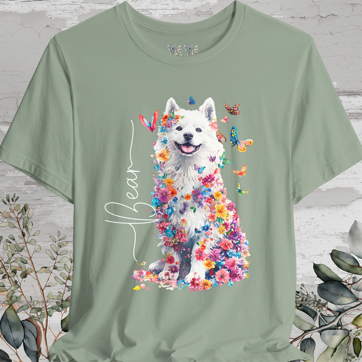 Keeshond #3 Floral Personalized T shirt