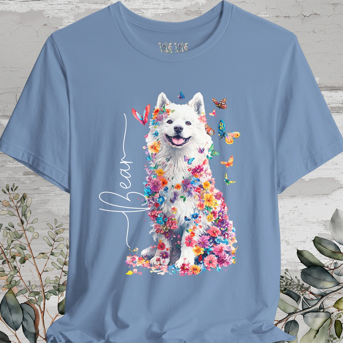 Keeshond #3 Floral Personalized T shirt