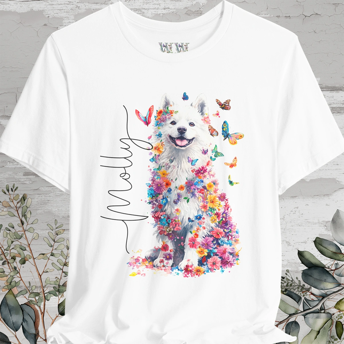 Keeshond #3 Floral Personalized T shirt