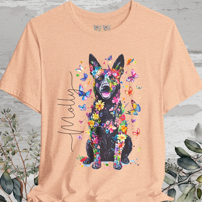 Australian Cattle Dog (Blue Heeler)#2 Floral Personalized T shirt