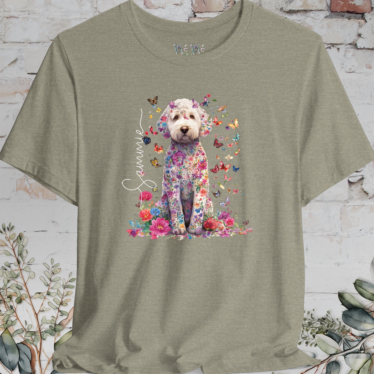 Labradoodle #1 Floral Personalized T shirt