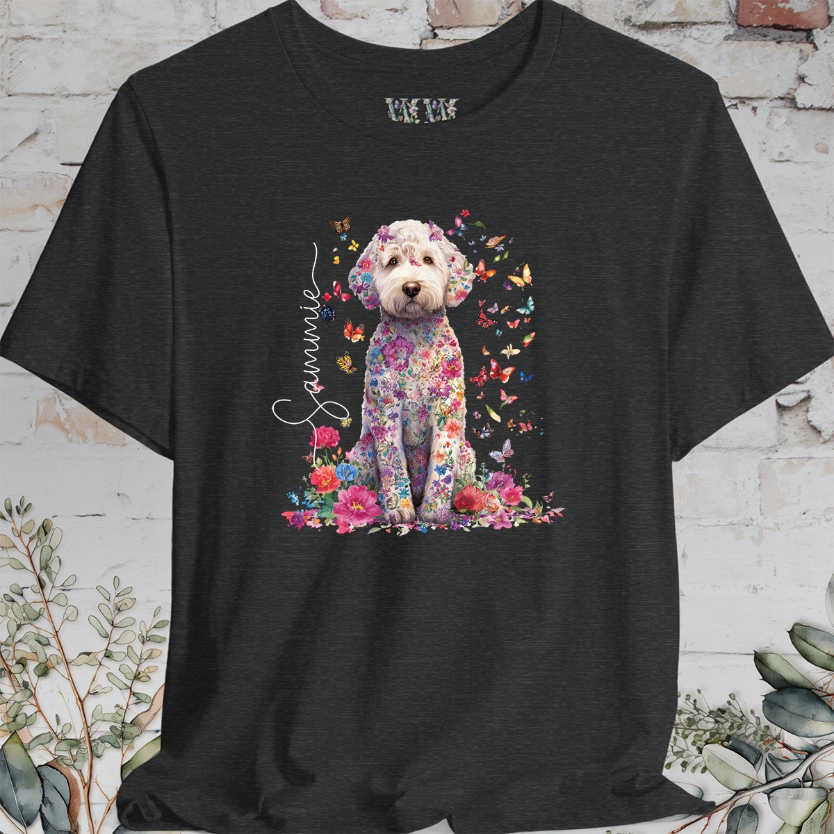 Labradoodle #1 Floral Personalized T shirt