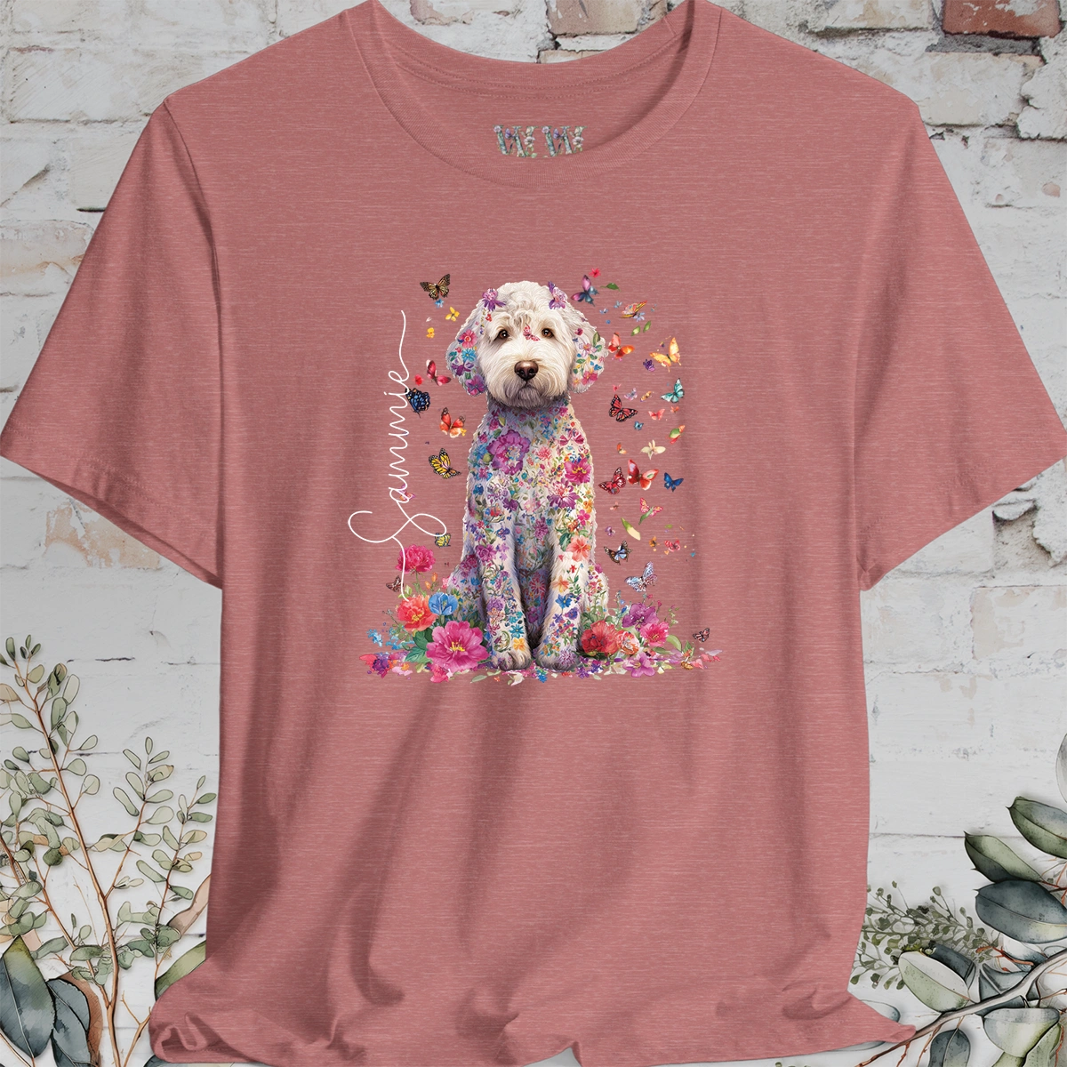 Labradoodle #1 Floral Personalized T shirt