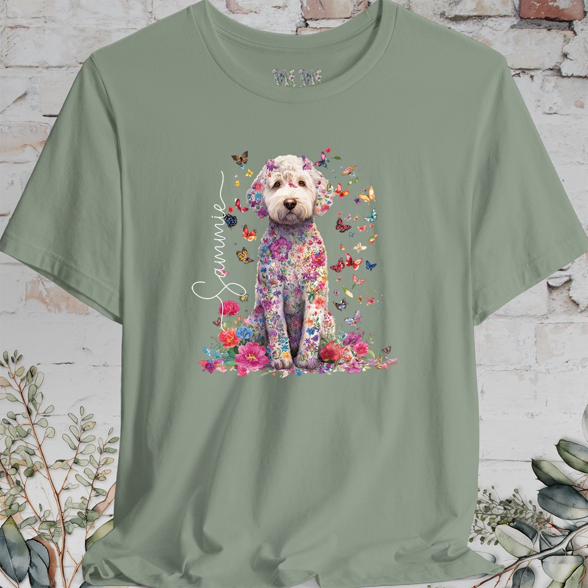 Labradoodle #1 Floral Personalized T shirt