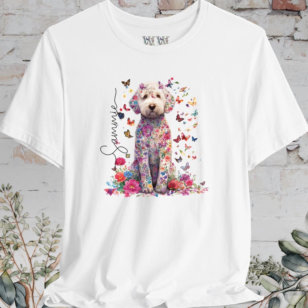 Labradoodle #1 Floral Personalized T shirt