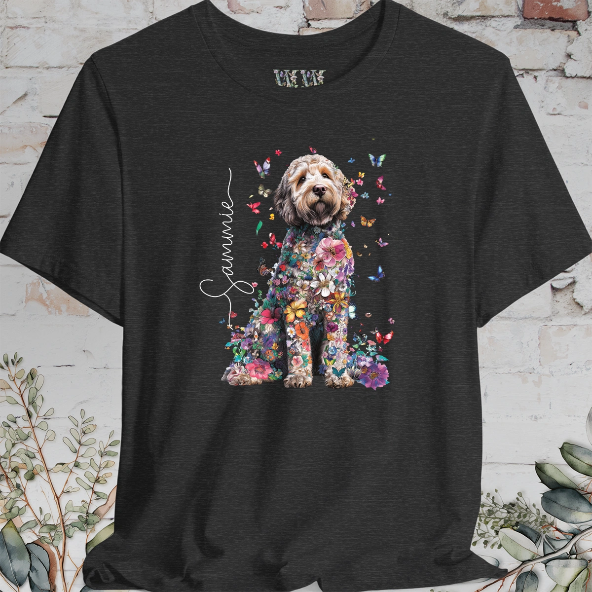 Labradoodle #2 Floral Personalized T shirt