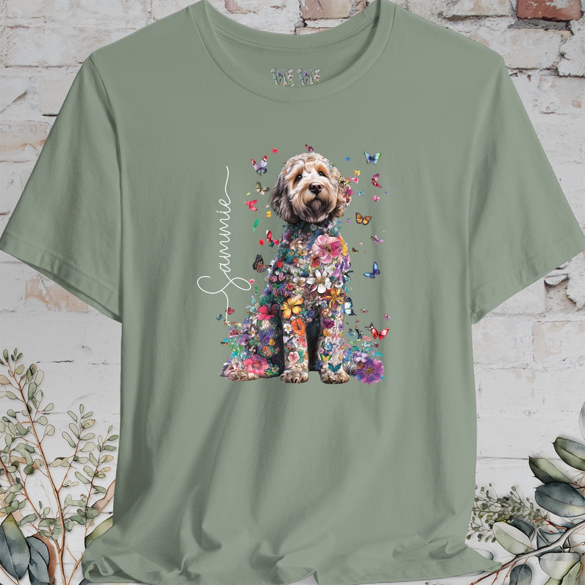 Labradoodle #2 Floral Personalized T shirt