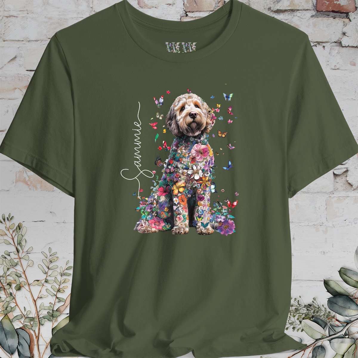 Labradoodle #2 Floral Personalized T shirt