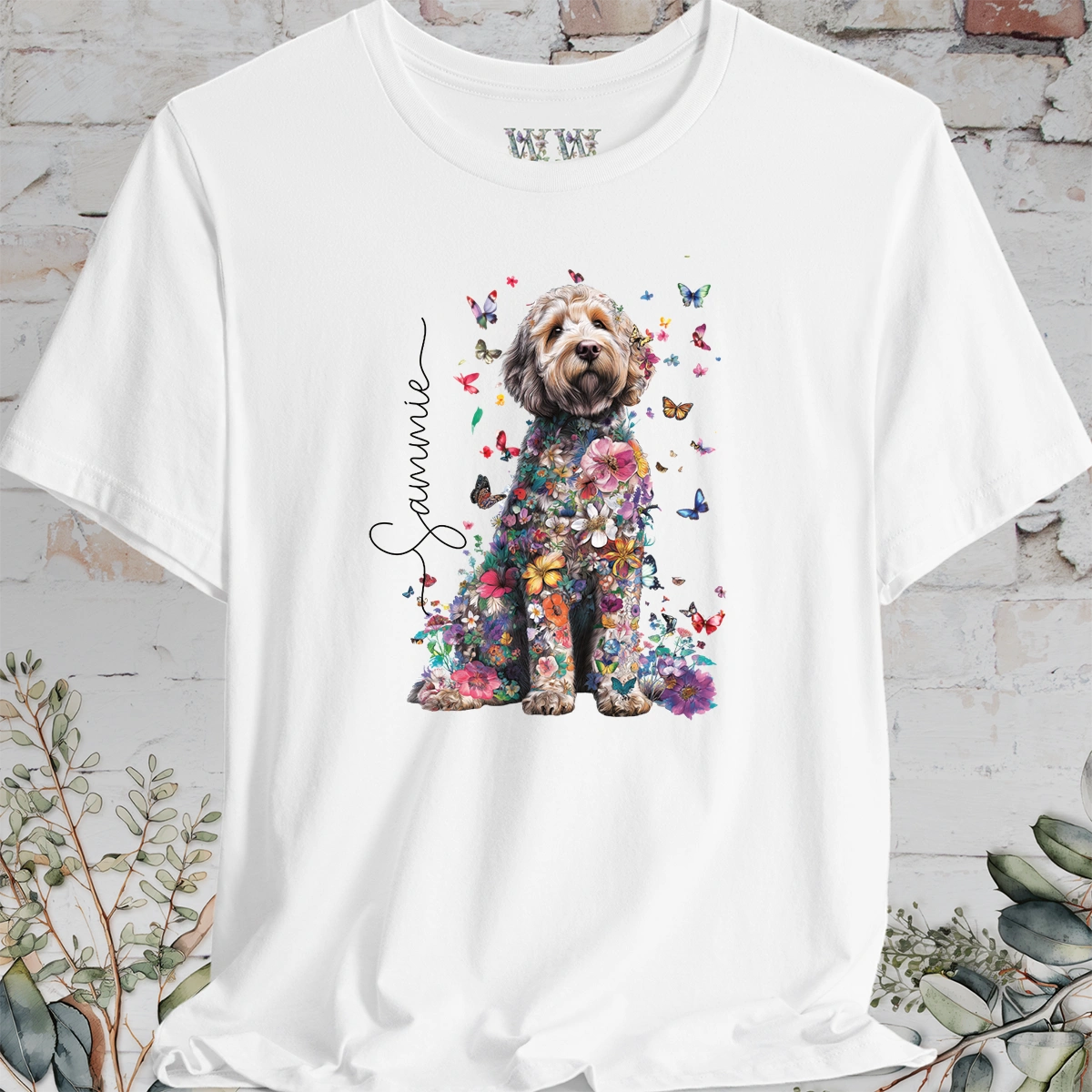 Labradoodle #2 Floral Personalized T shirt
