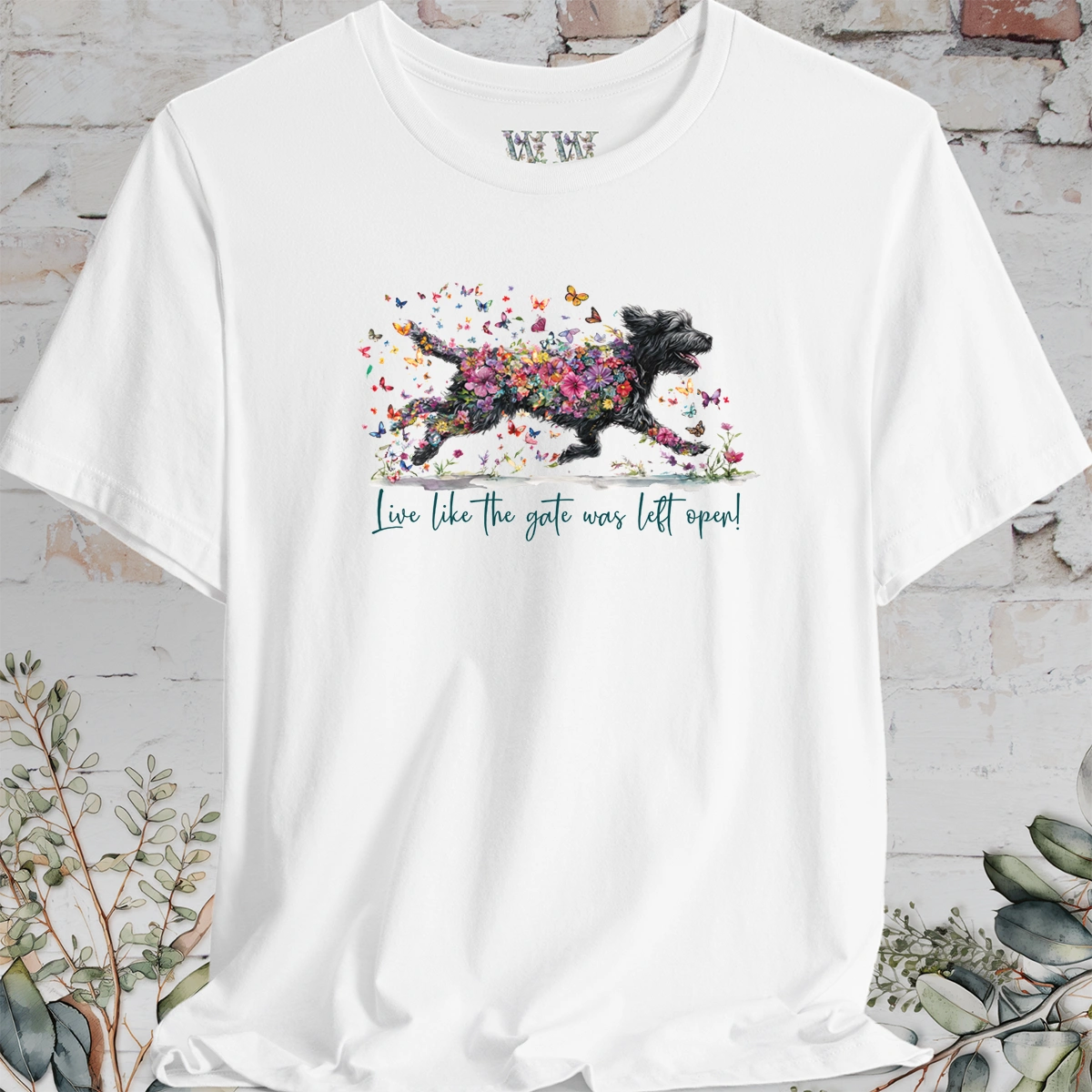 Labradoodle/Groodle #1 "Live like the gate was left open" Unisex T shirt