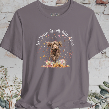 Labradoodle/Groodle #1 Autumn/Fall leaves 'Let your spirit run free' T shirt