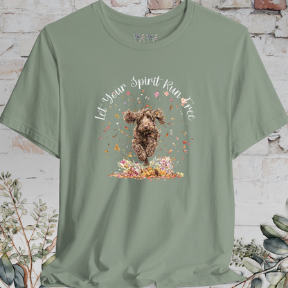 Labradoodle/Groodle #1 Autumn/Fall leaves 'Let your spirit run free' T shirt