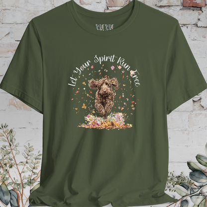 Labradoodle/Groodle #1 Autumn/Fall leaves 'Let your spirit run free' T shirt