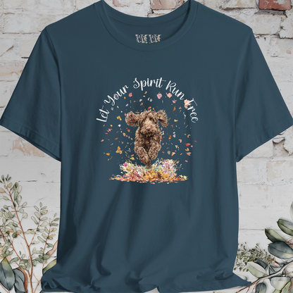 Labradoodle/Groodle #1 Autumn/Fall leaves 'Let your spirit run free' T shirt