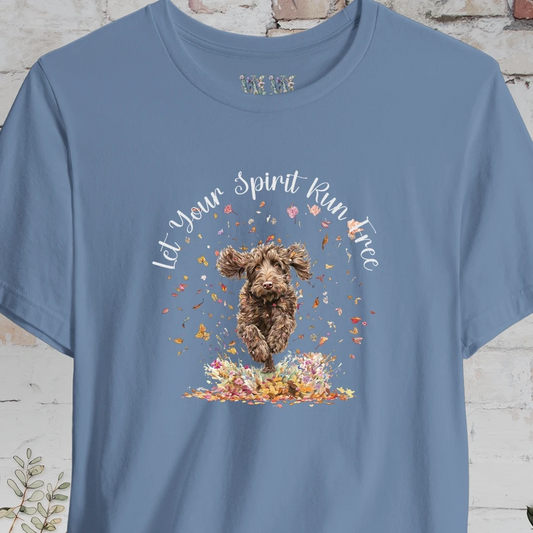 Labradoodle/Groodle #1 Autumn/Fall leaves 'Let your spirit run free' T shirt