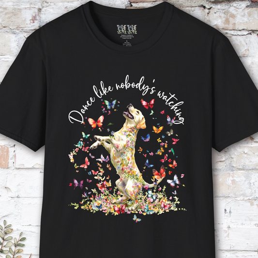 Yellow Labrador "Dance like nobody's watching" unisex T shirt