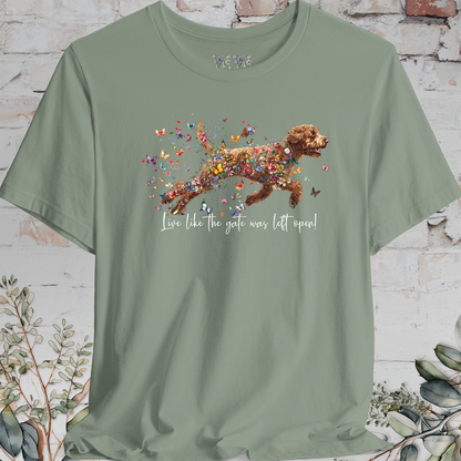 Lagotto Romagnolo #2 "Live like the gate was left open" Unisex T shirt