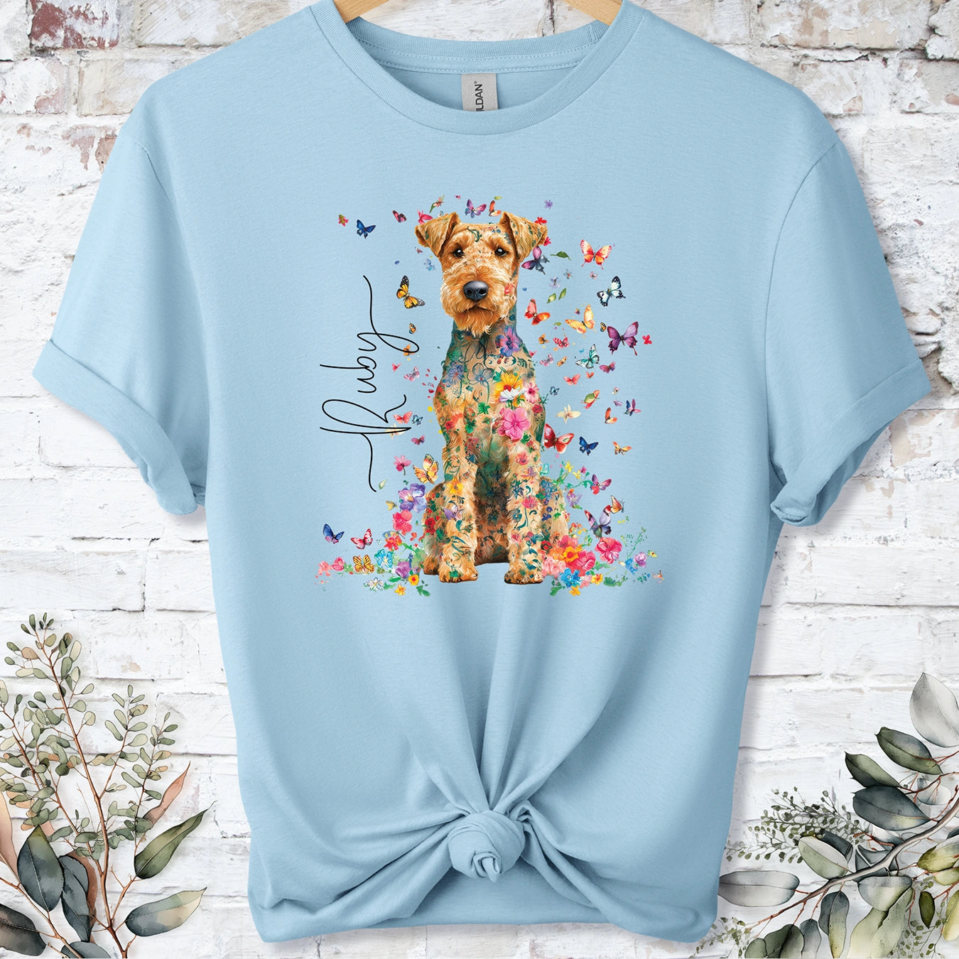 Lakeland Terrier #1 Floral peronalised unisex T shirt