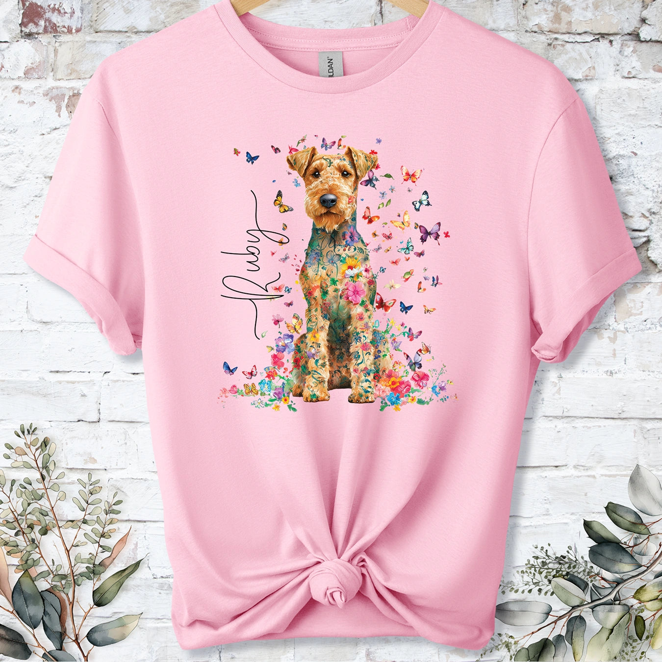 Lakeland Terrier #1 Floral peronalised unisex T shirt