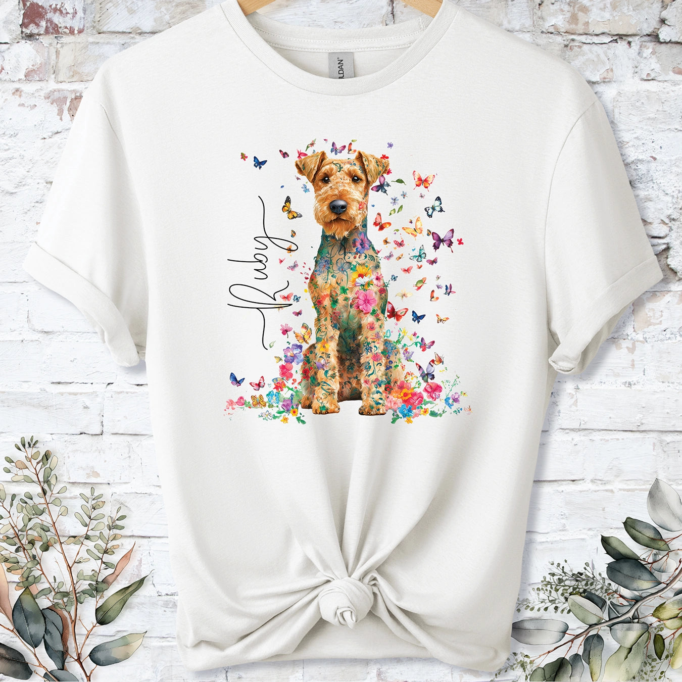 Lakeland Terrier #1 Floral peronalised unisex T shirt