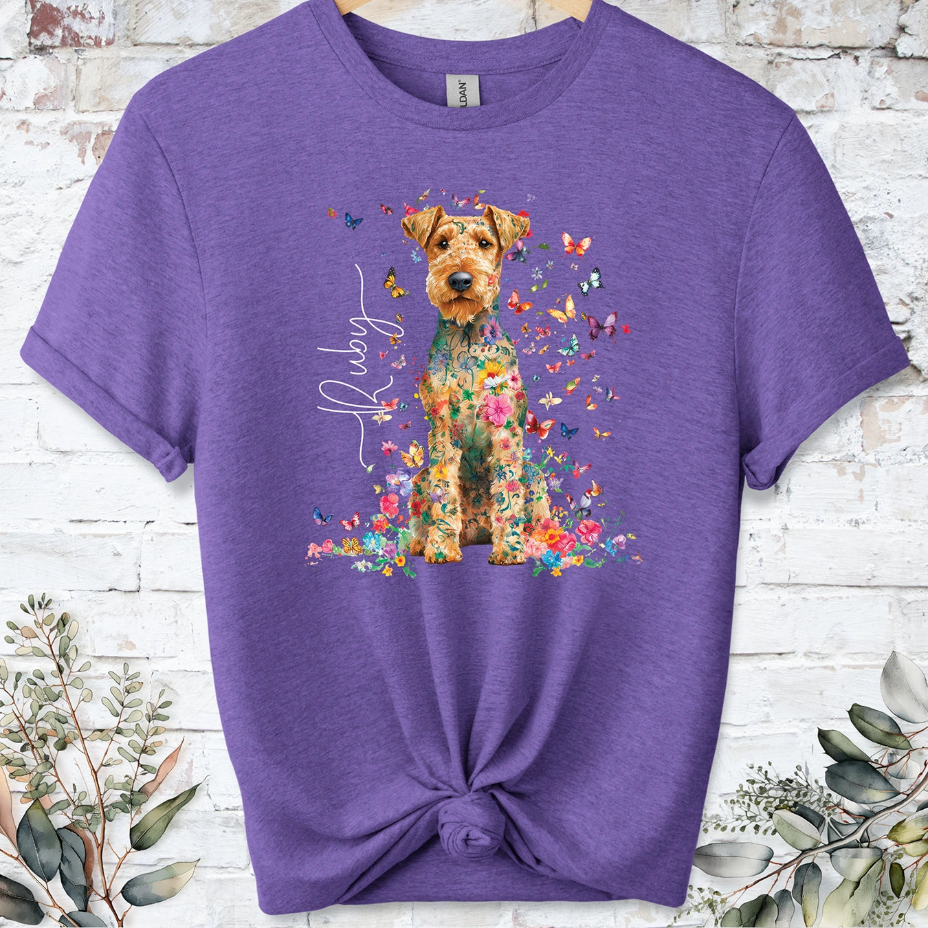 Lakeland Terrier #1 Floral peronalised unisex T shirt