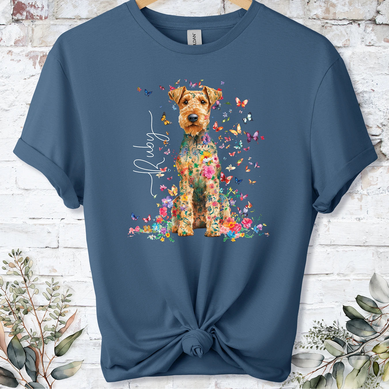 Lakeland Terrier #1 Floral peronalised unisex T shirt