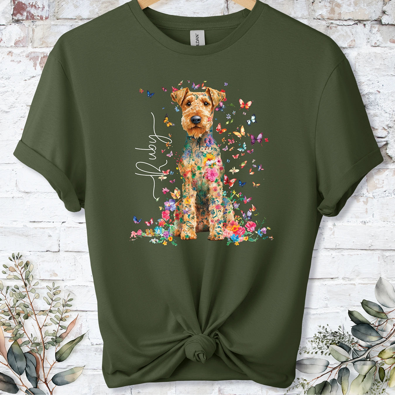 Lakeland Terrier #1 Floral peronalised unisex T shirt
