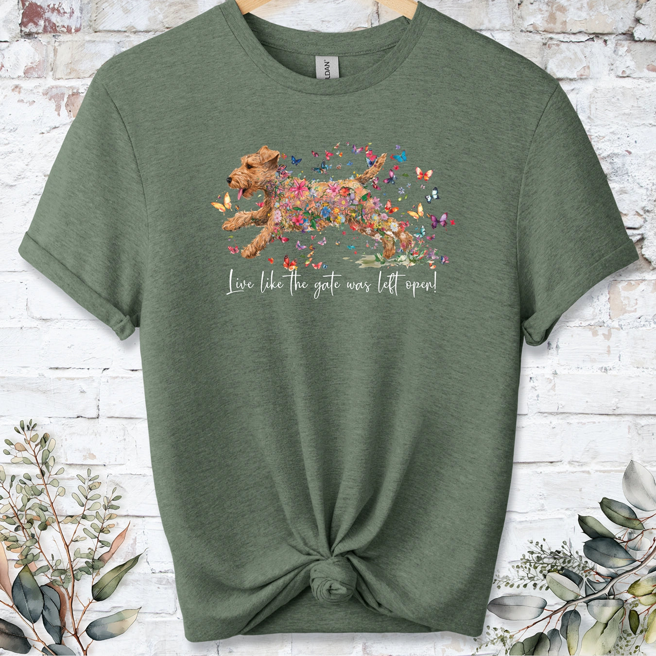 Lakeland Terrier #1, Live like the gate was left open, unisex T shirt