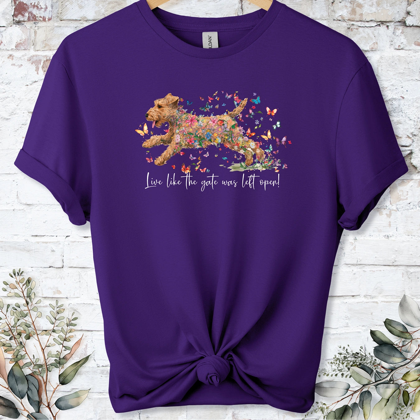Lakeland Terrier #1, Live like the gate was left open, unisex T shirt