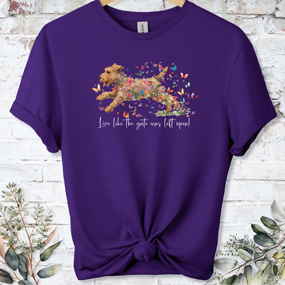Lakeland Terrier #1, Live like the gate was left open, unisex T shirt