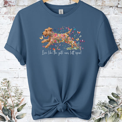Lakeland Terrier #1, Live like the gate was left open, unisex T shirt