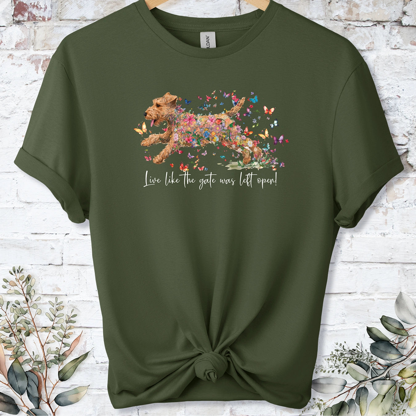 Lakeland Terrier #1, Live like the gate was left open, unisex T shirt