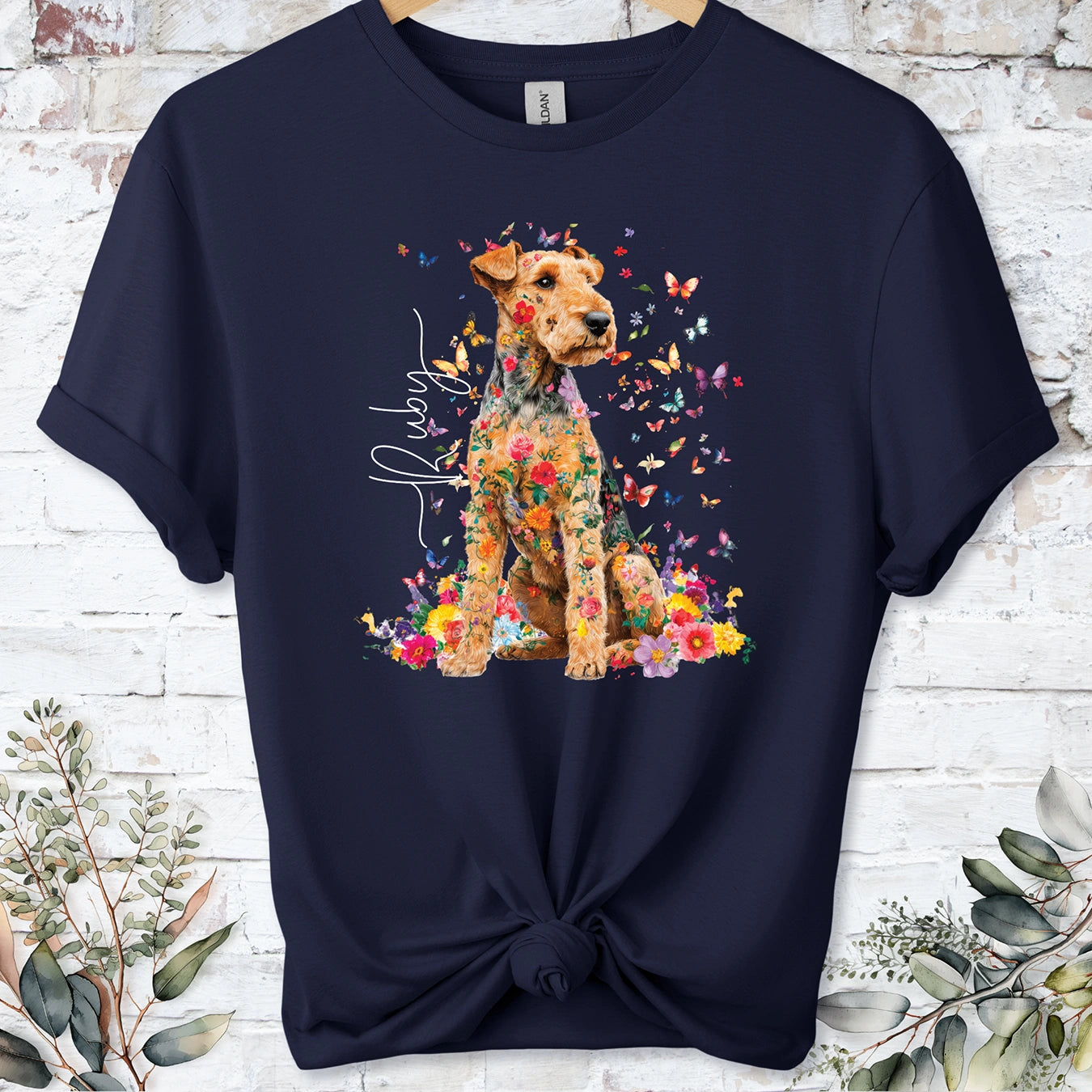 Lakeland Terrier #2 Floral peronalised unisex T shirt